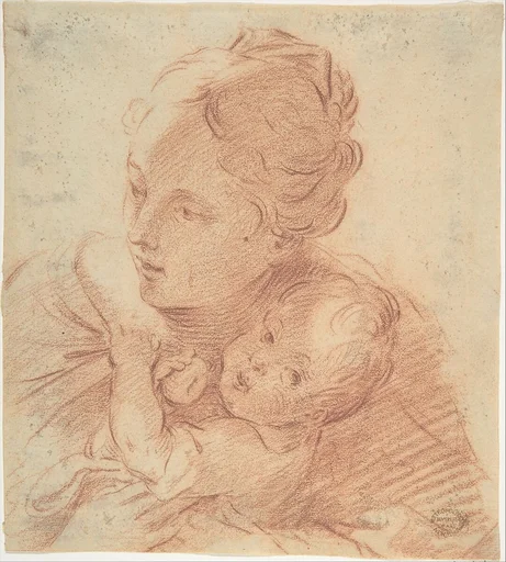 Head and Shoulders of a Mother and Child