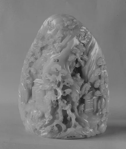 清中期 玉山子|Mountain with wooded landscape