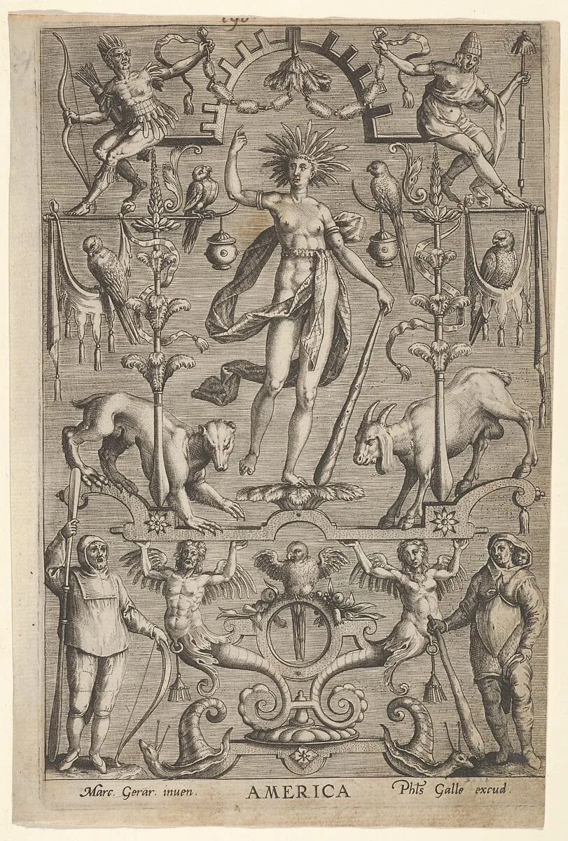 Allegory of America, from "The Four Continents" — Marcus Gheeraerts the Elder|Philips Galle