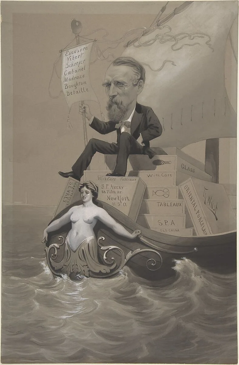 Samuel P. Avery Transporting His Treasures Across the Sea — Theodore Wust|Thomas Nast|Samuel Putnam Avery Sr.