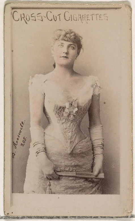 Card Number 205, Blanche Roosevelt, from the Actors and Actresses series (N145-1) issued by Duke Sons & Co. to promote Cross Cut Cigarettes — W. Duke, Sons & Co.