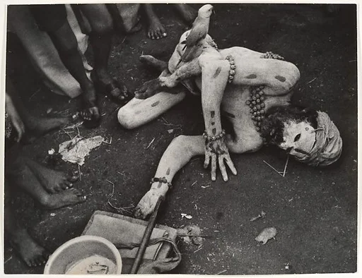 [Hindu Ascetic on Street with Onlookers, India]
