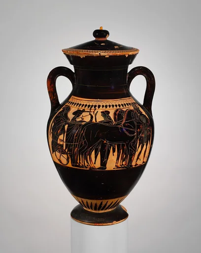 Terracotta amphora (jar) with lid