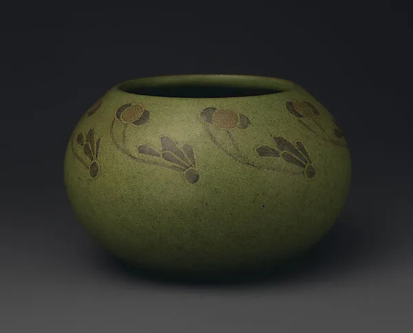 Vase with plants — Arthur E. Baggs|Sarah Tutt|Marblehead Pottery