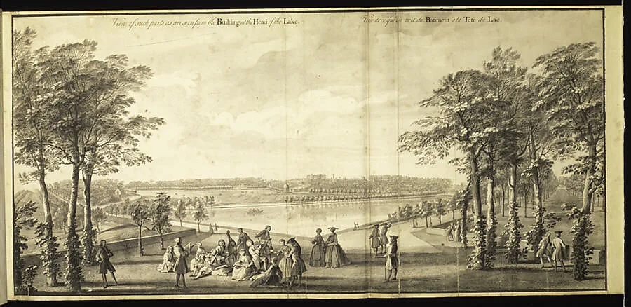 View of Such Parts as are Seen from the Building at the Head of the Lake at Stowe, Buckinghamshire — Jacques Rigaud