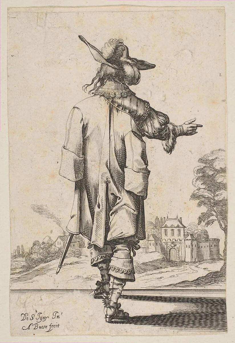 Gentleman Seen from the Back Pointing towards a Chateau — Abraham Bosse|Jean de Saint-Igny