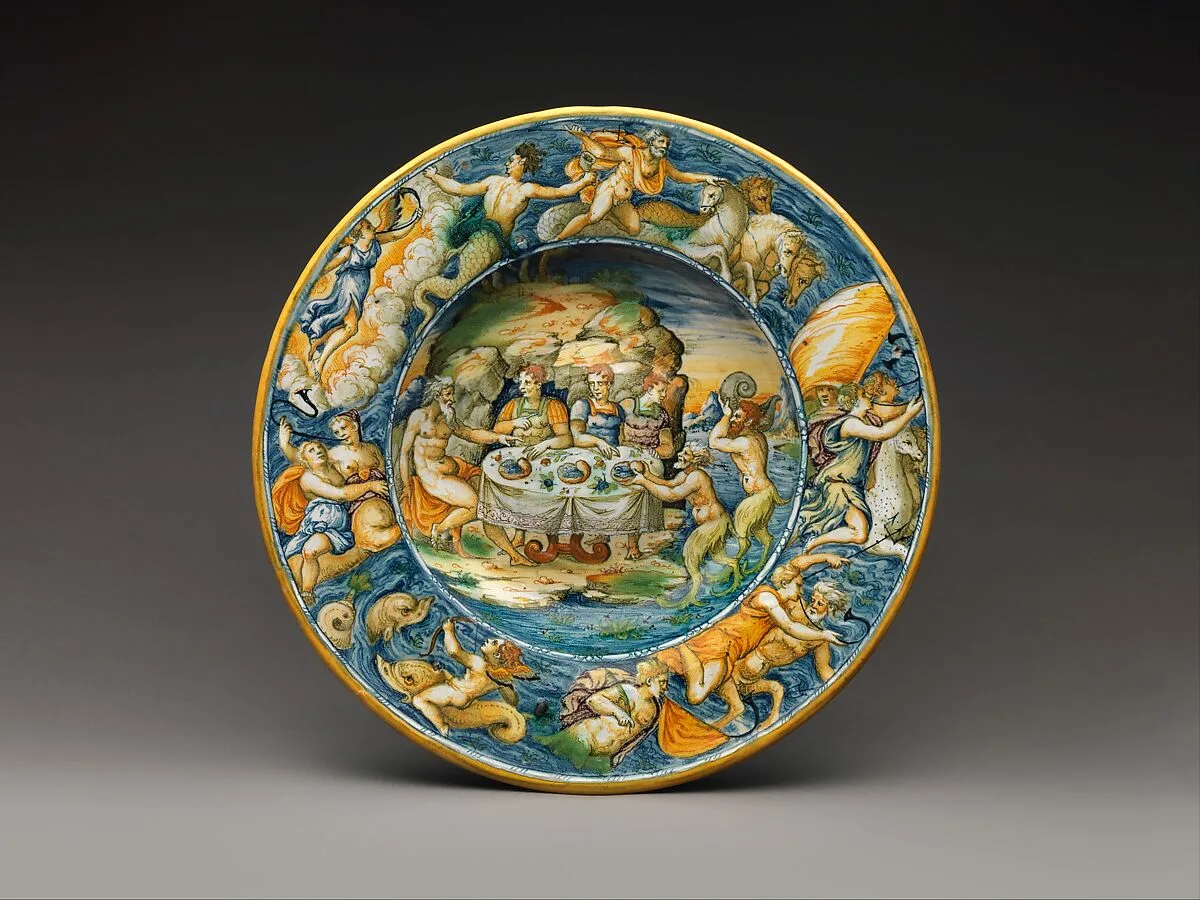 Dish Depicting Achelous and Theseus — Maestro Domenego da Venezia
