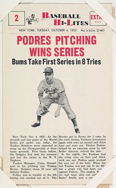 Johnny Podres #2 from Nu-Card Baseball Hi-Lites series (W460) — Nu-Card, Inc.