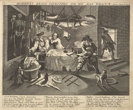 Hudibras Beats Sidrophel and His Man Wacum (Plate 8: Illustrations to Samuel Butler's Hudibras)