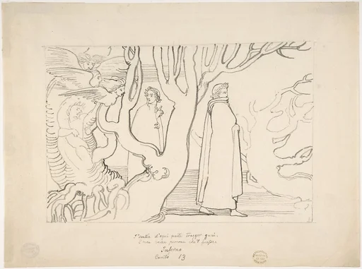 Dante and Virgil in the Suicidal Wood (Inferno, Canto 13, verses 22-23)