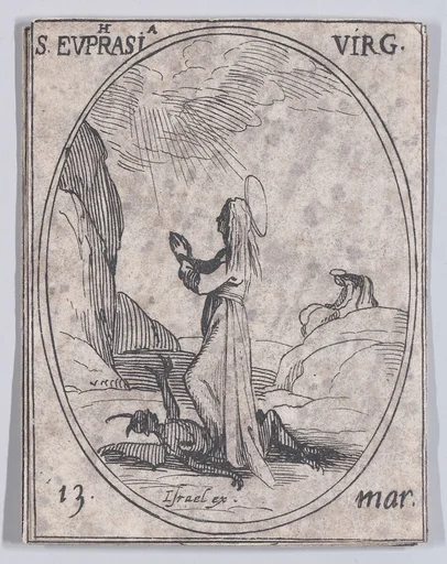 Ste. Euphraise, vierge (St. Euphrasia, Virgin), March 13th, from "Les Images De Tous Les Saincts et Saintes de L'Année" (Images of All of the Saints and Religious Events of the Year)