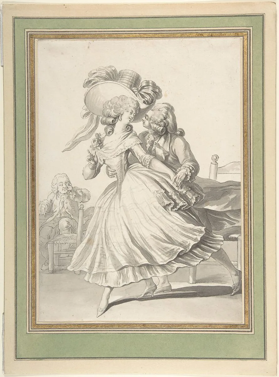 Costume Drawing: Lady and Gentleman Dancing — Louis Binet