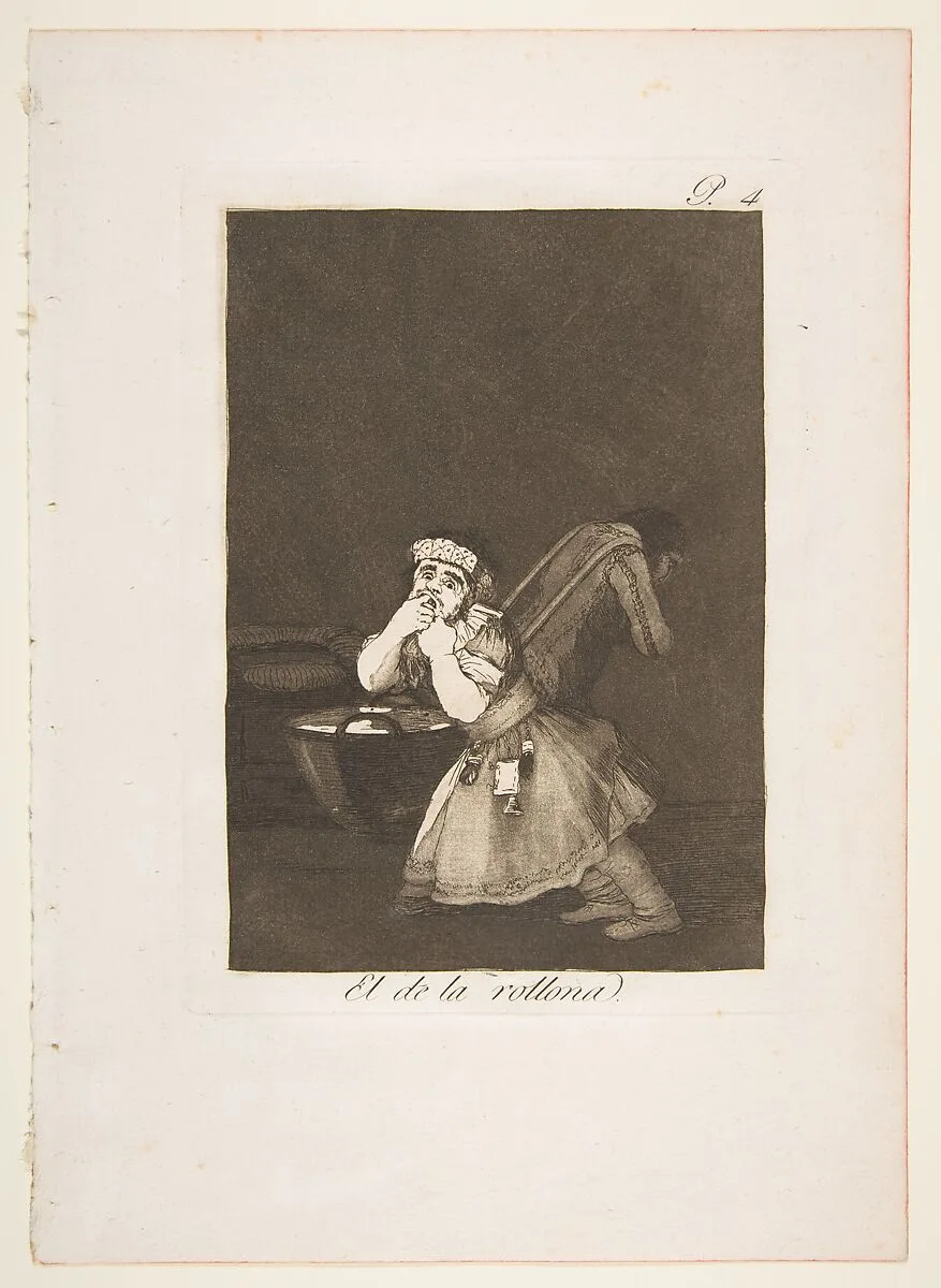 Plate 4 from "Los Caprichos": Nanny's boy (El de la rollona) — Goya (Francisco de Goya y Lucientes)
