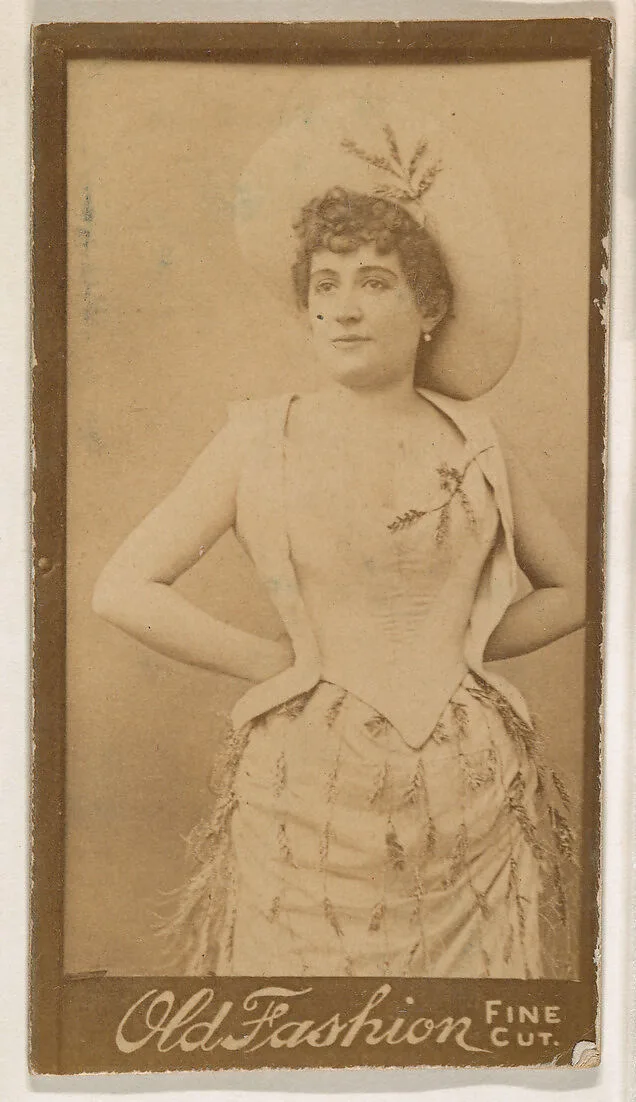 Actress standing with hands on hips, from the Actresses series (N664) promoting Old Fashion Fine Cut Tobacco — Unknown