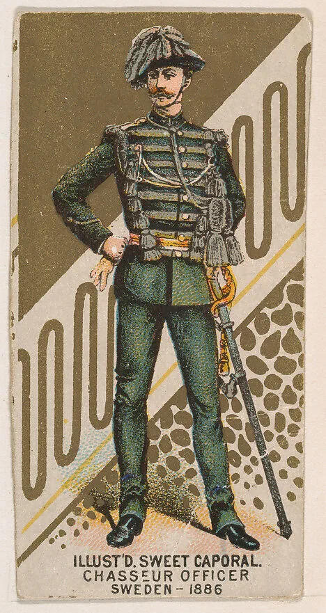Chasseur Officer, Sweden, 1886, from the Military Series (N224) issued by Kinney Tobacco Company to promote Sweet Caporal Cigarettes — Kinney Brothers Tobacco Company