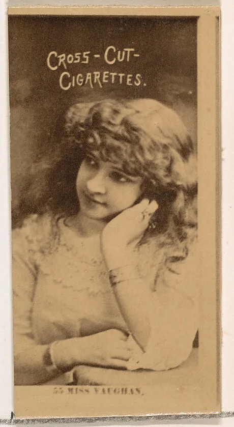 Card Number 55, Miss Vaughan, from the Actors and Actresses series (N145-2) issued by Duke Sons & Co. to promote Cross Cut Cigarettes — W. Duke, Sons & Co.