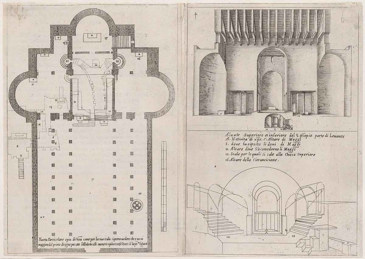 3rd and 4th Plates, from Trattato delle Piante & Immagini de Sacri Edifizi di Terra Santa (Treatise of the Plans & Images of the Sacred Buildings of the Holy Land) — Jacques Callot|Bernardino Amico|Pietro Cecconcelli