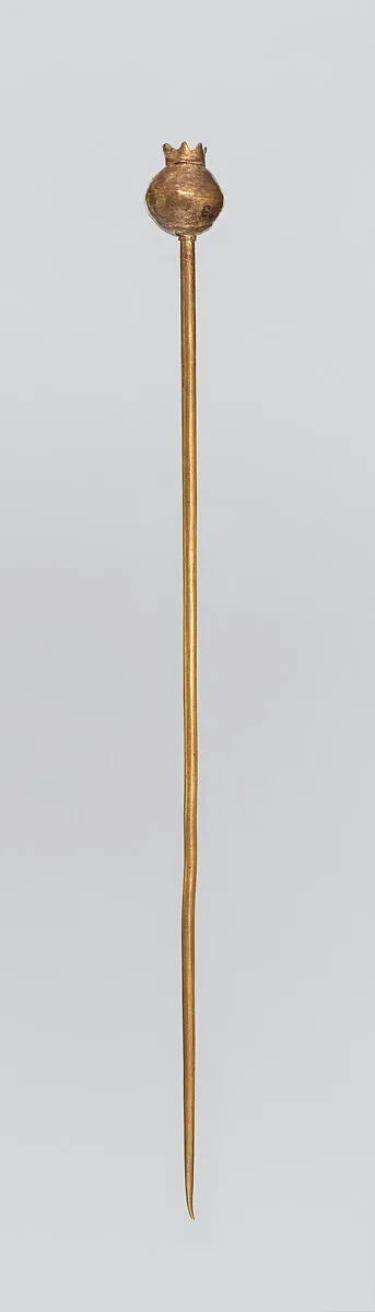 Gold pin with pomegranate head — Unknown