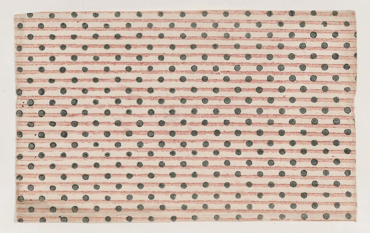 Sheet with overall stripe and dot design — Anonymous