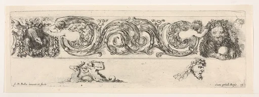 Design for a Frieze with Acanthus Scrolls and Two Small Figural Motifs Below, Plate 15 from: 'Decorative friezes and foliage' (Ornamenti di fregi e fogliami)