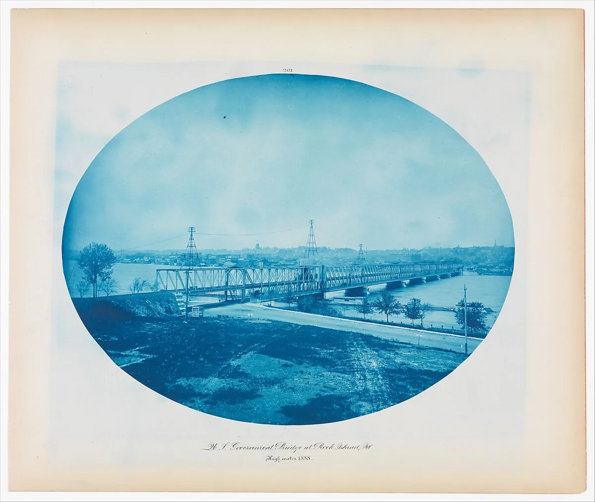 No. 201. U.S. Government Bridge at Rock Island, Illinois (High Water) — Henry P. Bosse