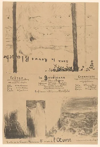Program for L’Œuvre theater, May 1894 (Lisez la Revue Blanche / Frères; La Gardienne; Créanciers)