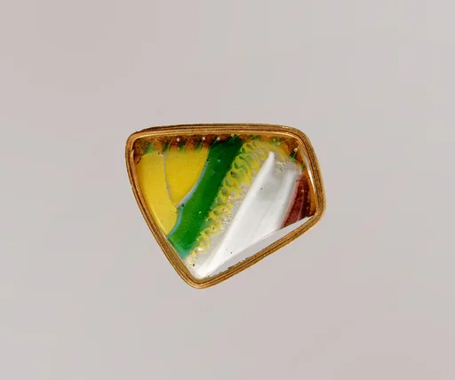 Glass striped mosaic bowl fragment