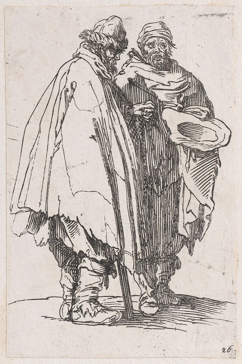Reverse Copy of L'Aveugle et son Compagnon (The Blind Man and his Companion), from Les Gueux suite appelée aussi Les Mendiants, Les Baroni, ou Les Barons (The Beggars, also called the Barons) — Jacques Callot|Anonymous