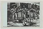 Plate 49: Revolutionaries gathered and singing songs peritinent to their cause, from the portfolio 'Estampas de la revolución Mexicana' (prints of the Mexican Revolution) — Taller de Gráfica Popular|Mariana Yampolsky