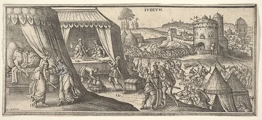 Judith, illustration to "Biblesche figuren ofte afbeeldingen..." by Hendrik Jansen van Barrefelt, called Hiel