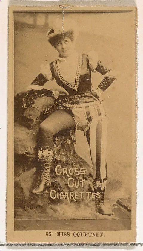 Card Number 85, Miss Courtney, from the Actors and Actresses series (N145-2) issued by Duke Sons & Co. to promote Cross Cut Cigarettes — W. Duke, Sons & Co.