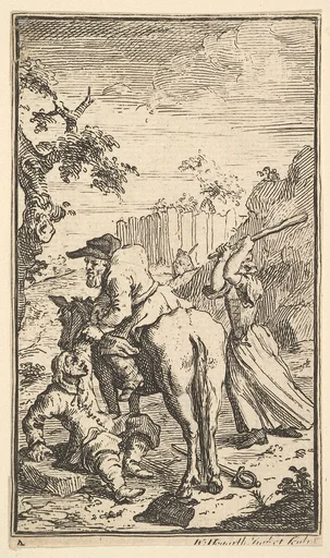 Trulla Attacking Hudibras (Seventeen Small Illustrations for Samuel Butler's Hudibras, no. 4)