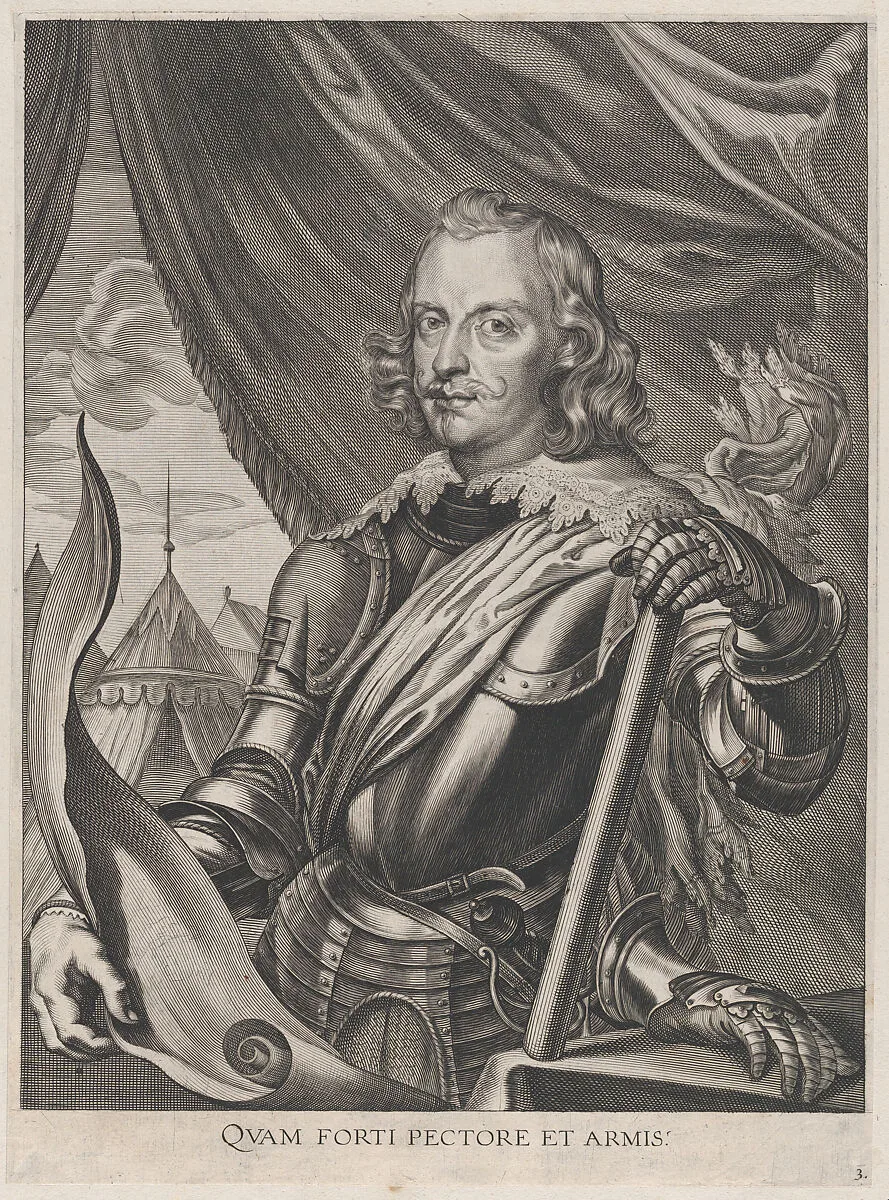 Plate 3: Portrait of Ferdinand Cardinal Infante of Spain, in military armor; from Guillielmus Becanus's 'Serenissimi Principis Ferdinandi, Hispaniarum Infantis...' — Johannes Meursius|Jacobus van Schoor