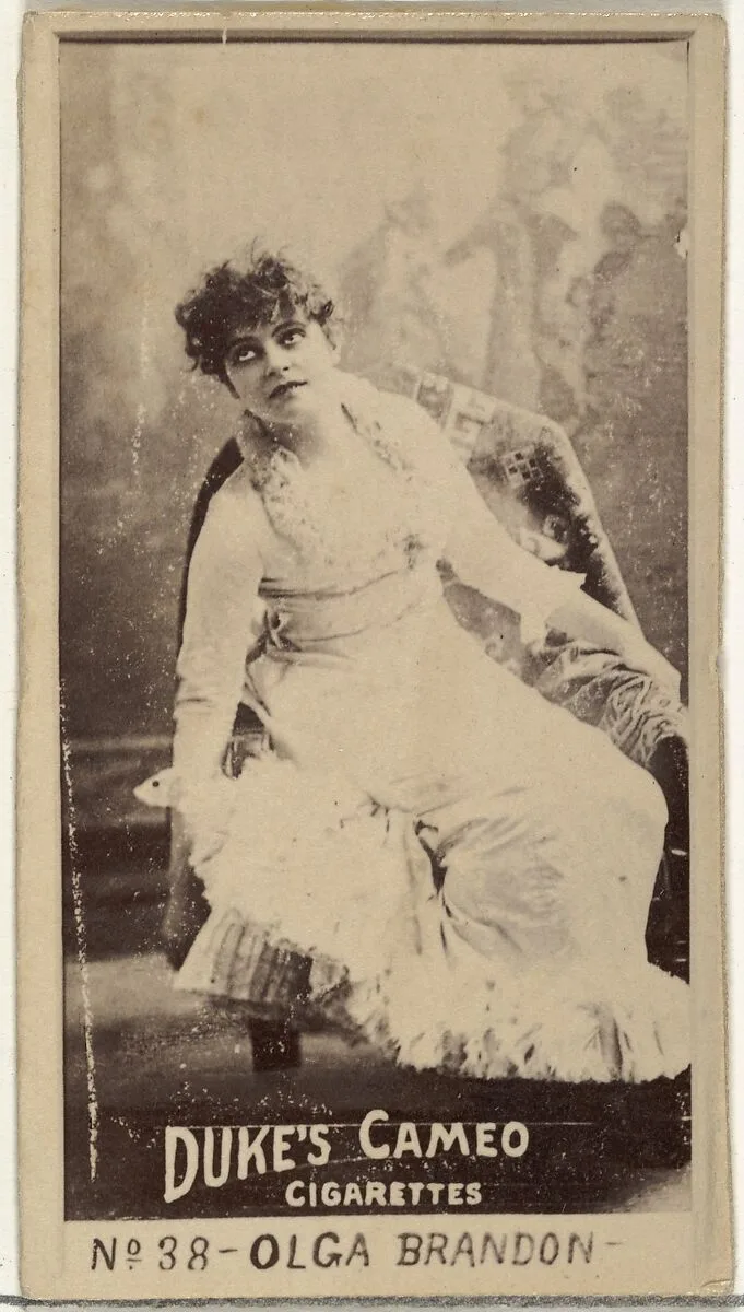 Card Number 38, Olga Brandon, from the Actors and Actresses series (N145-4) issued by Duke Sons & Co. to promote Cameo Cigarettes — W. Duke, Sons & Co.
