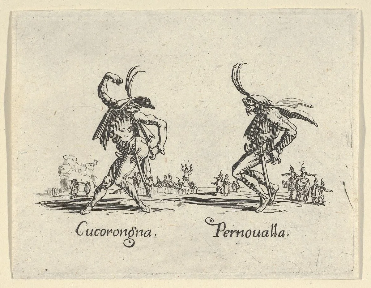 Cucorongna - Pernoualla, from the Balli di Sfessania — Jacques Callot
