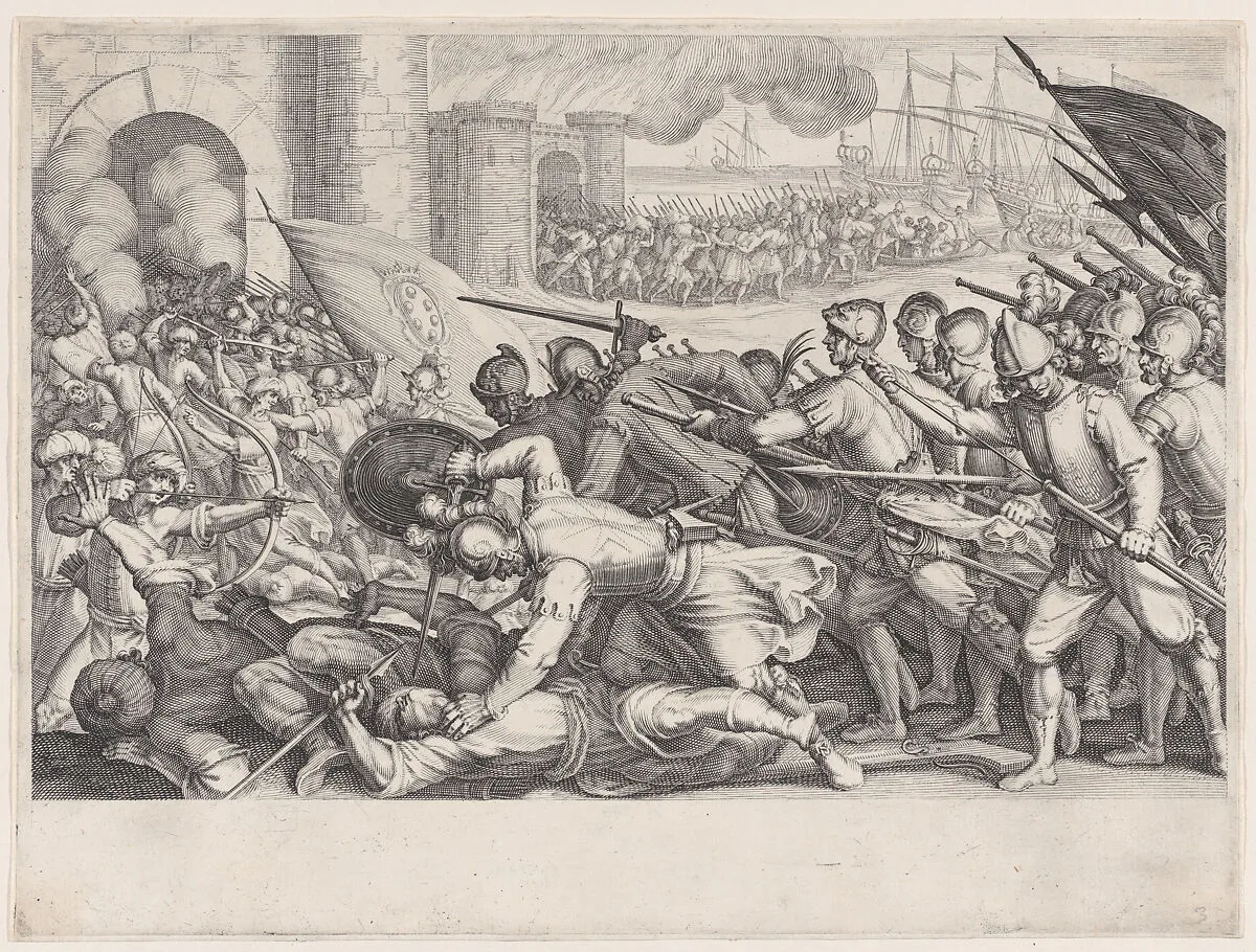 Les Troupes Forcent la Porte d'une Ville (The Troops Force Their Way Through the Gate of a City), from La Vie de Ferdinand Ier de Médicis série appelée aussi Les Batailles des Médicis (The Life of Ferdinand I de'Medici also called The Medici Battles) — Jacques Callot|Matteo Rosselli