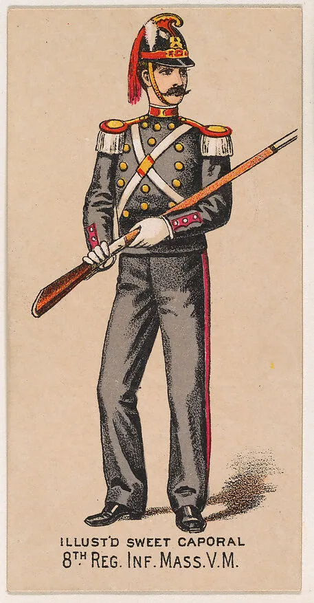 8th Regiment, Inf., Massachusetts, V.M., from the Military Series (N224) issued by Kinney Tobacco Company to promote Sweet Caporal Cigarettes — Kinney Brothers Tobacco Company