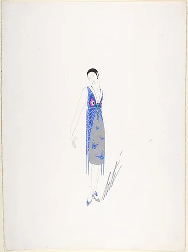 Design for Silver and blue Dress with Butterfly Motif for "Manhattan Mary," Majestic Theater, New York