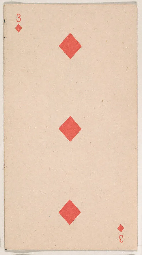 Three of Diamonds, from the Transparent Playing Cards series (N220) issued by Kinney Bros. — Kinney Brothers Tobacco Company
