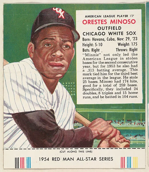 Orestes Minoso, from the Major League All Stars series (T234), issued by Red Man Chewing Tobacco — Red Man Chewing Tobacco