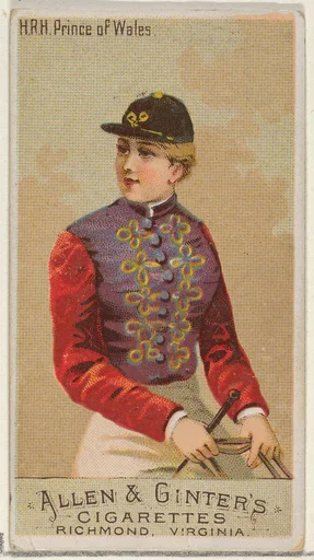 H.R.H. Prince of Wales, from the Racing Colors of the World series (N22a) for Allen & Ginter Cigarettes