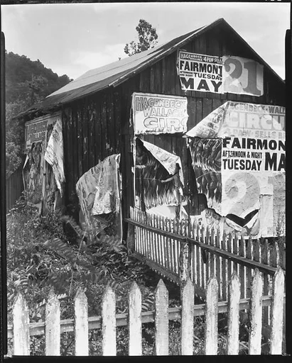 [Barn with Torn Advertisements for the Hagenbeck & Wallace Circus, Monongalia County, West Virginia]