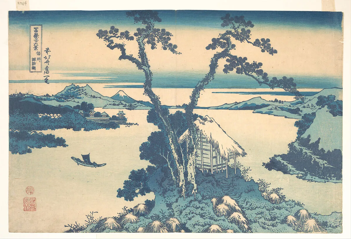 冨嶽三十六景 信州諏訪湖|Lake Suwa in Shinano Province (Shinshū Suwako), from the series Thirty-six Views of Mount Fuji (Fugaku sanjūrokkei) — Katsushika Hokusai