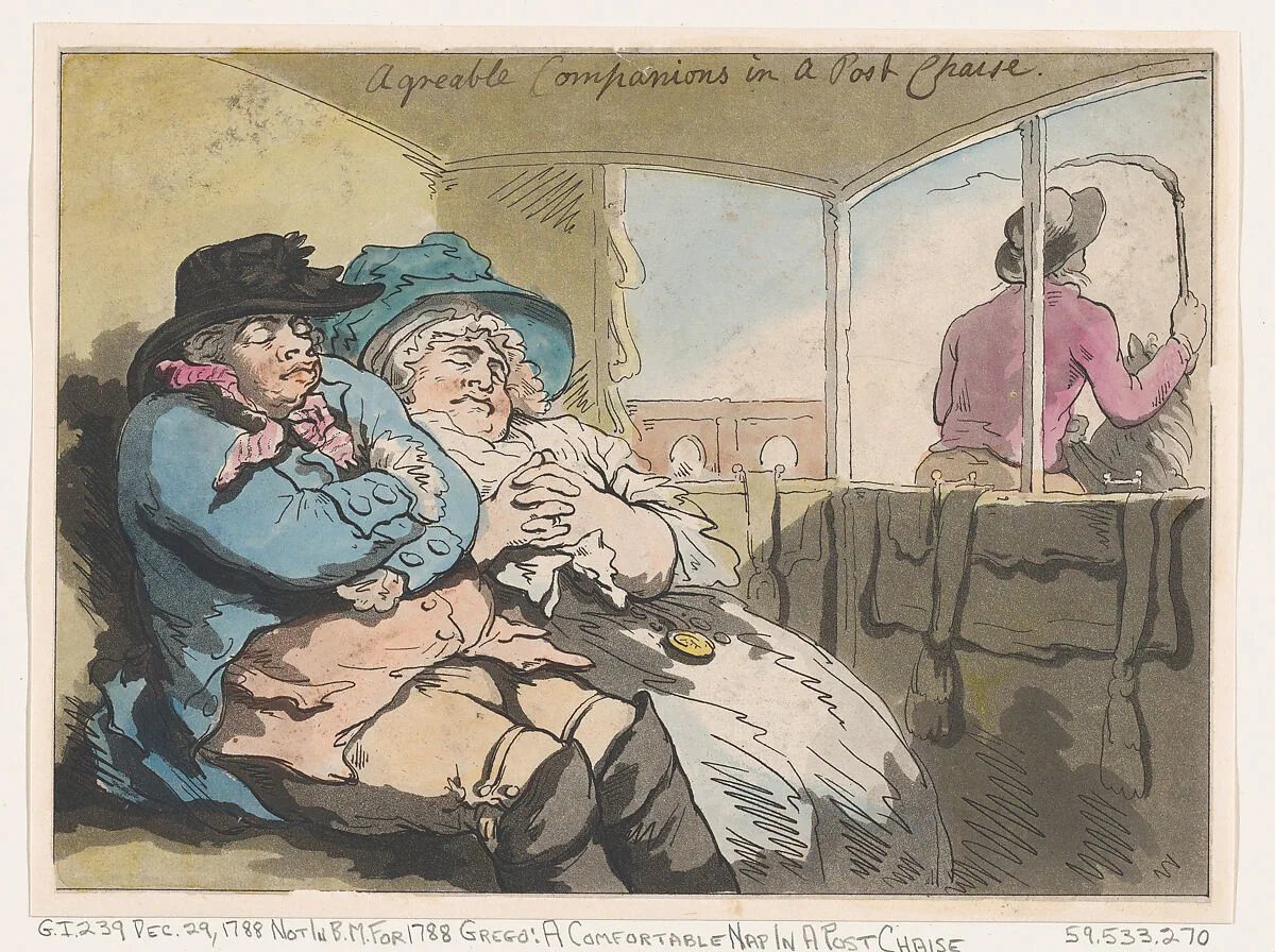 A Comfortable Nap in a Post Chaise — Thomas Rowlandson