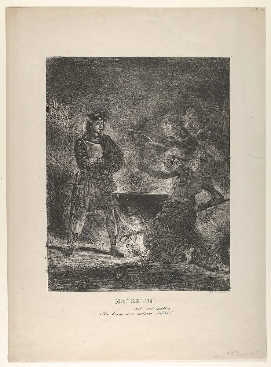 Macbeth Consulting the Witches — Eugène Delacroix|William Shakespeare