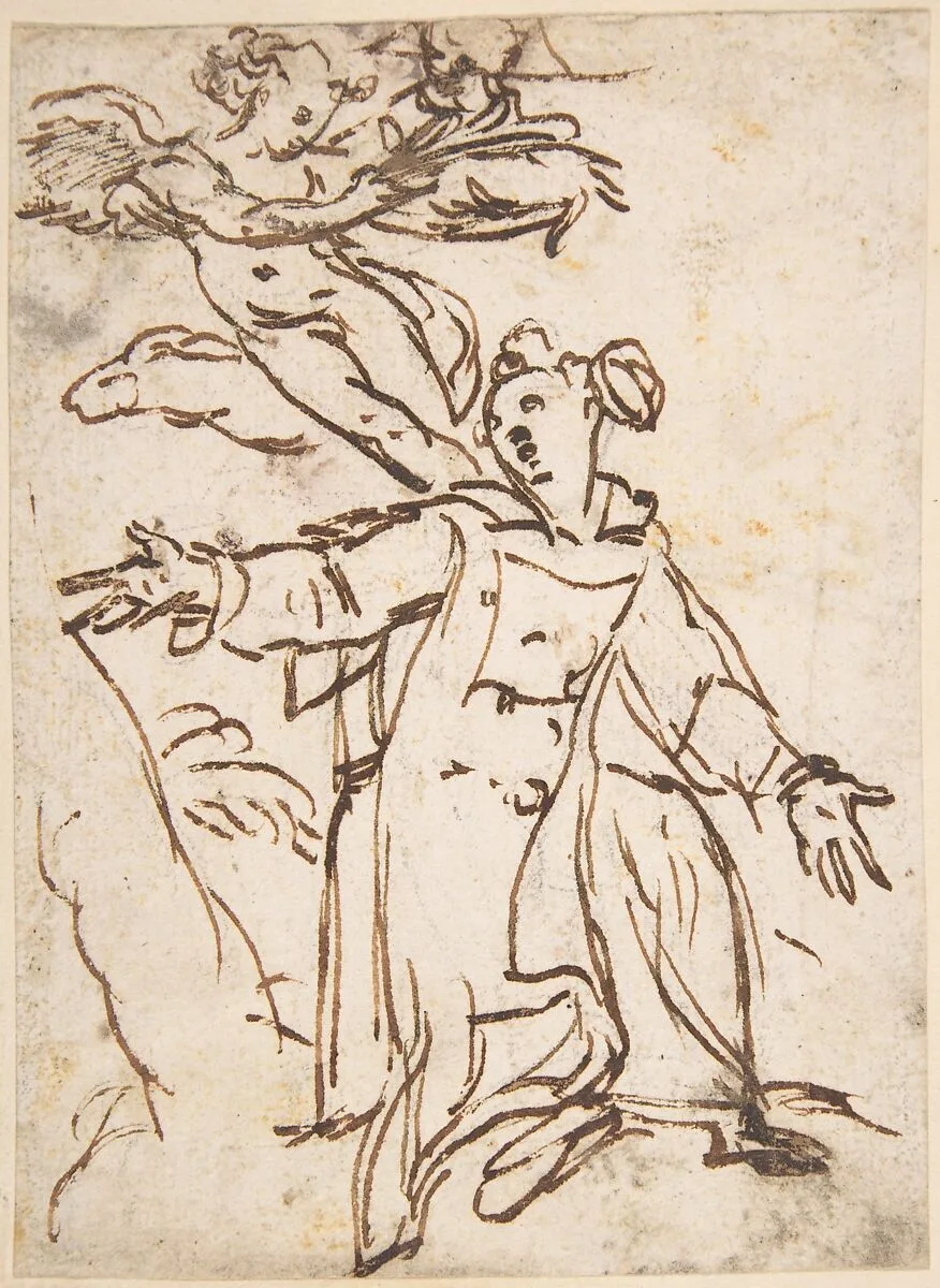 Saint Stephen Being Crowned by an Angel — Anonymous, Italian, Roman-Bolognese, 17th century