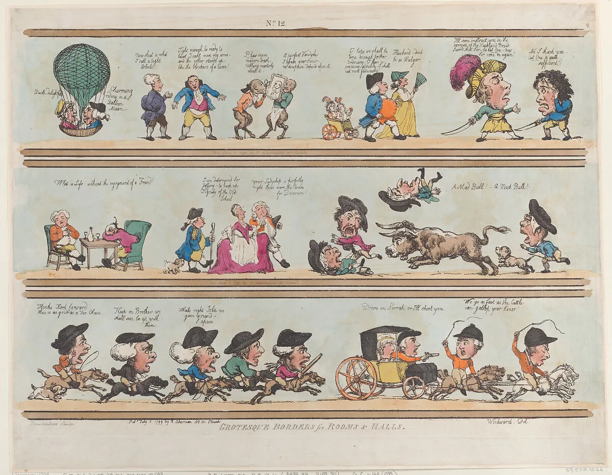 Grotesque Borders for Rooms & Halls, Plate 12 — Thomas Rowlandson|George Murgatroyd Woodward|Rudolph Ackermann, London