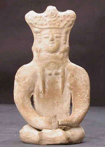 Figurine of a Female (?) Seated Personage with Elaborate Headdress