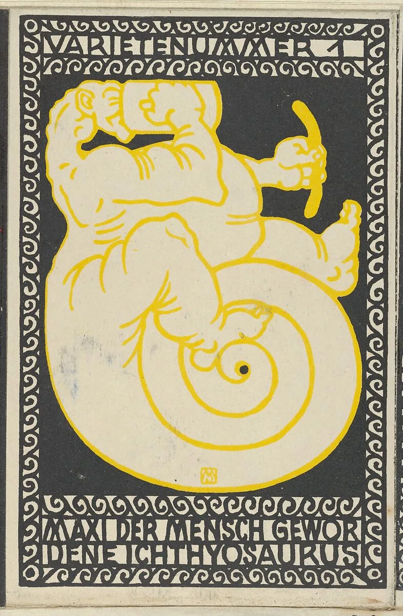 Variety Act 1: Maxi the Ichthyosaurus Turned Man (Varietenummer 1: Maxi der Mensch Gewor Dene Ichthyosaurus) — Moriz Jung|Wiener Werkstätte