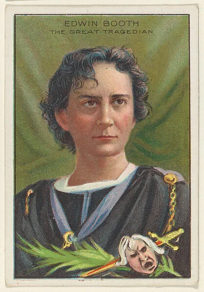 Edwin Booth, The Great Tragedian, from the "Heroes of History" series (T68), issued with Miners Extra Smoking Tobacco, Natural Leaf Scrap, and Royal Bengals Little Cigars — Royal Bengals Little Cigars|Edwin Booth